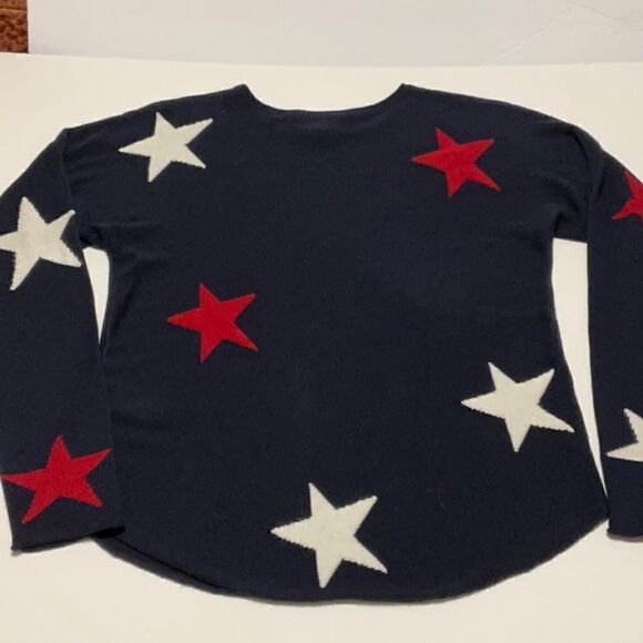 Rachel Zoe Cashmere Blend Star Print Sweater Size XS. Navy, red and white tswift - Picture 2 of 9